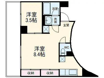 WELL TOWER(1DK/6階)の間取り写真