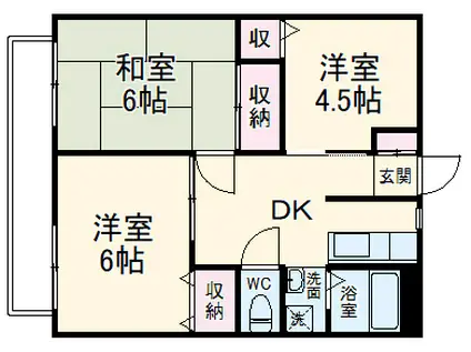 サンビレッジNOW E棟(3DK/2階)の間取り写真