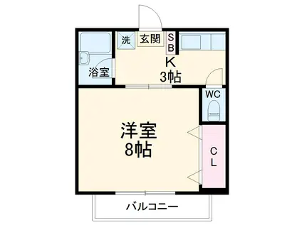 ダイヤモンドローズ梶ヶ谷(1K/1階)の間取り写真