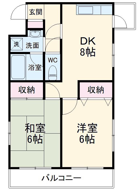 サンクレスト宮崎台(2DK/3階)の間取り写真