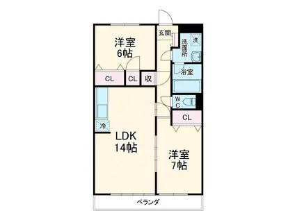 トップス石川(2LDK/2階)の間取り写真