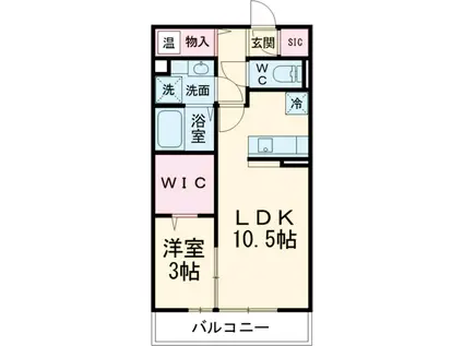 リヴェール相模大野B(1LDK/1階)の間取り写真