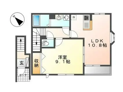 コンチェルト(1LDK/2階)の間取り写真