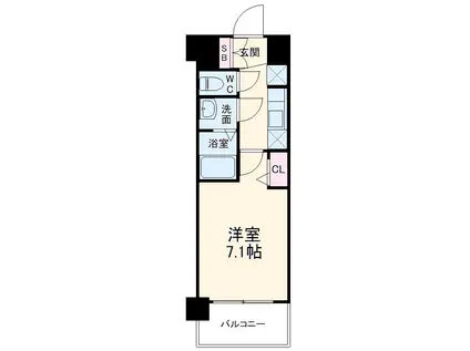 プレデコート西京極(1K/6階)の間取り写真