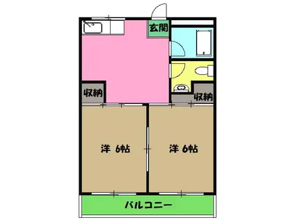 第一石川コーポラス(2DK/2階)の間取り写真