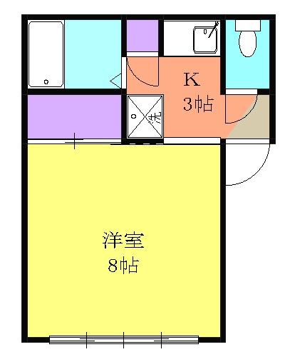ハマシン狐ヶ崎マンション(1K/2階)の間取り写真