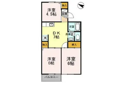 ファミールIK(3DK/2階)の間取り写真