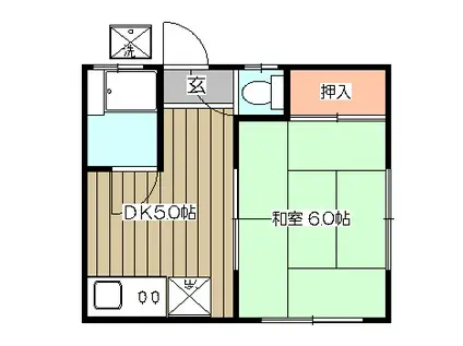 MARI GOLD(1DK/2階)の間取り写真