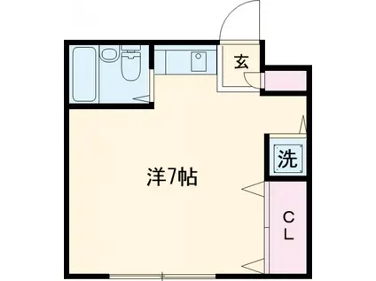 マリオン国立(ワンルーム/1階)の間取り写真