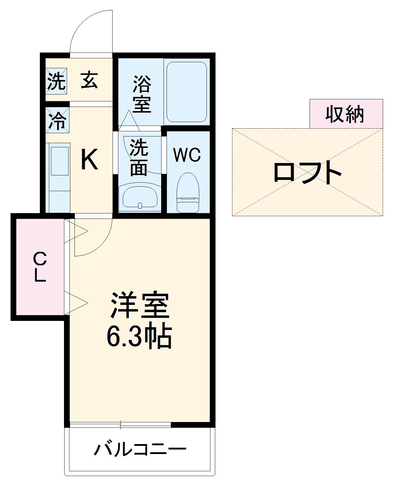 コーポイシハラII(1K/2階)の間取り写真