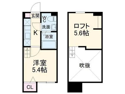 LOUPDEMER相模大野(1K/2階)の間取り写真