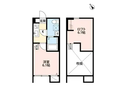 BLESS相模大野(1K/2階)の間取り写真