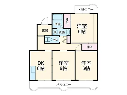 グランヴェール伏見Ⅰ(3DK/3階)の間取り写真