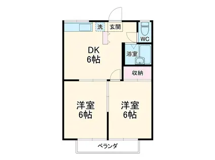 エステート三田(2DK/1階)の間取り写真
