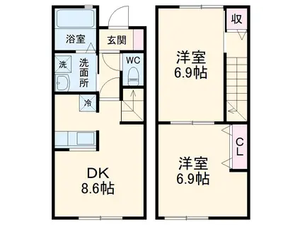 レジデンス向ヶ丘(2DK)の間取り写真