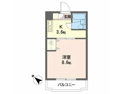 セイントフローレンスⅡ(1K/2階)の間取り写真