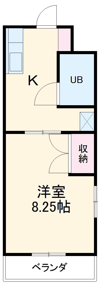 セイントフローレンスⅠ(1DK/1階)の間取り写真