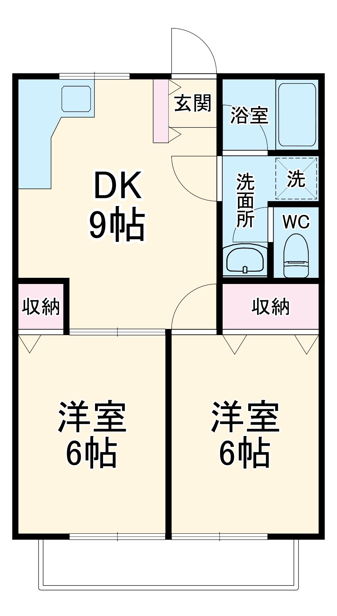 クラルテ元町(2DK/1階)の間取り写真