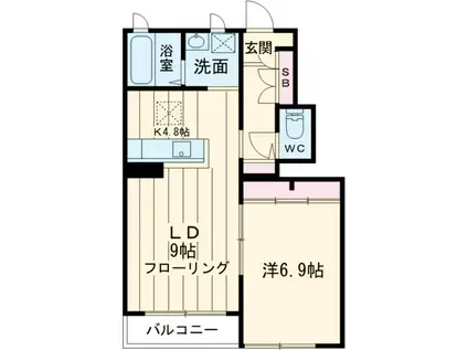 シャーメゾンMUKUROJIコートD棟(1LDK/1階)の間取り写真