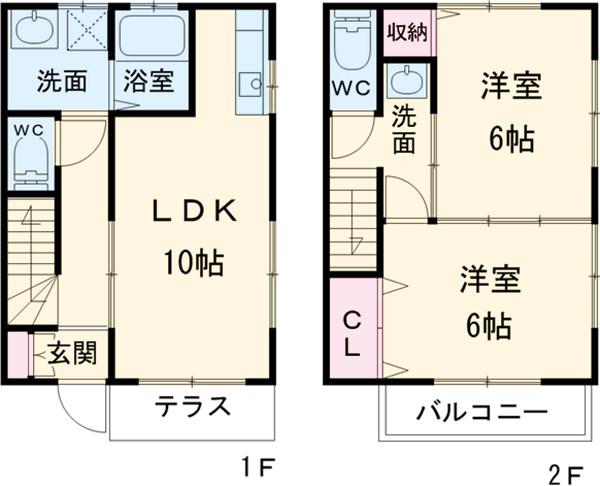 フランシーズ西府(2LDK/1階)の間取り写真
