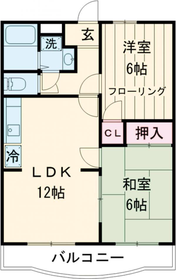 エイコ—Ⅱ(2LDK/2階)の間取り写真