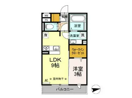コゥジーコート(1LDK/2階)の間取り写真