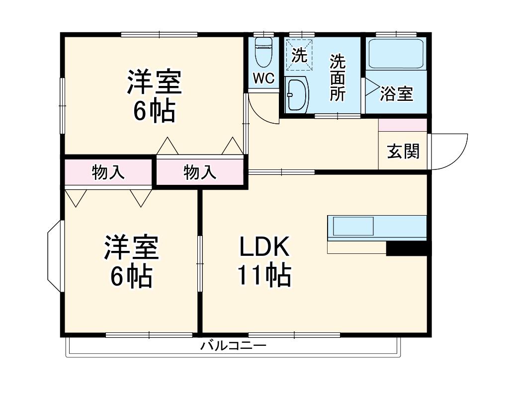 BELL CREST2(2LDK/1階)の間取り写真
