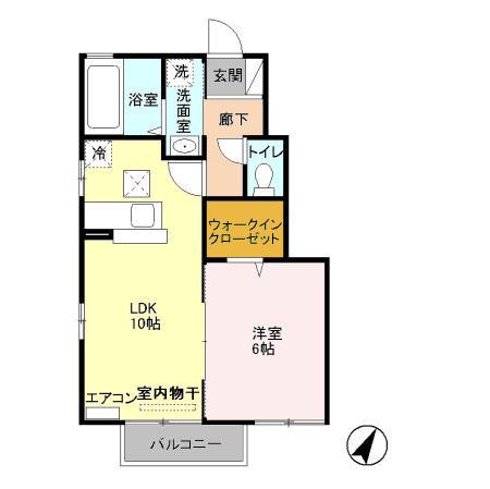 サンモール北入曽C棟(1LDK/1階)の間取り写真