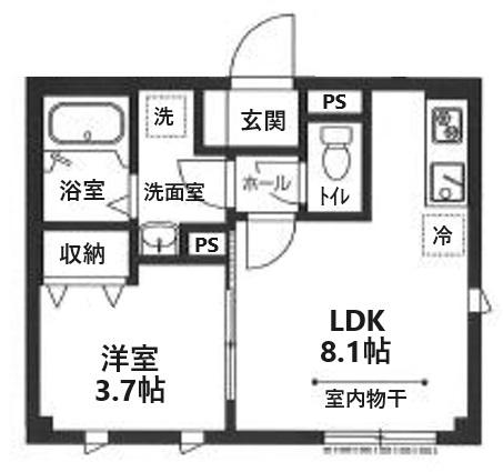クラシア(1LDK/1階)の間取り写真
