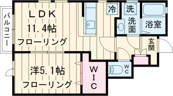 デザインコート国立(1LDK/1階)の間取り写真