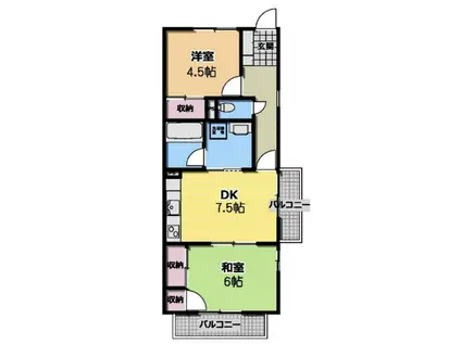 リュミエ新所沢Ⅰ(2DK/2階)の間取り写真