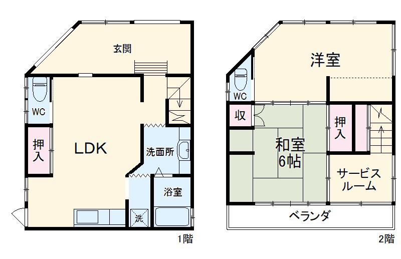 東海道本線 清水駅(静岡) 徒歩8分 2階建 築71年(2SLDK)の間取り写真