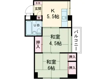 コーポ長崎(2DK/2階)の間取り写真
