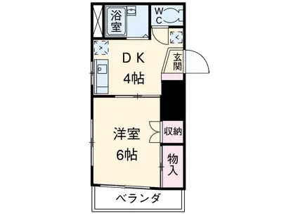 プレットパルクミヤザワ(1DK/2階)の間取り写真