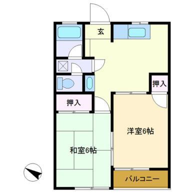 パレス新坂(2DK/2階)の間取り写真