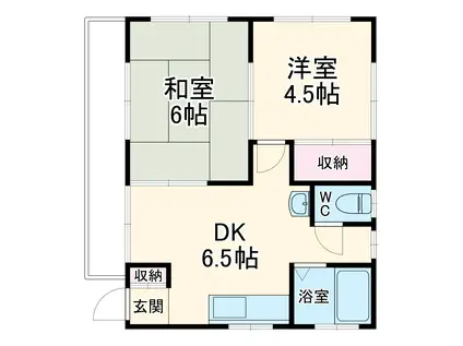 南武線 武蔵中原駅 徒歩18分 2階建 築38年(2DK/2階)の間取り写真
