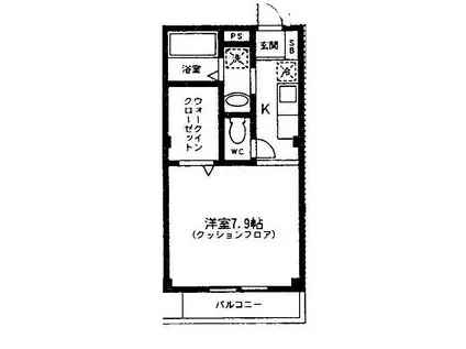 南武線 中野島駅 徒歩5分 3階建 築24年(1K/1階)の間取り写真