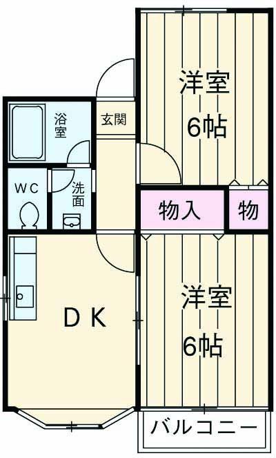 ドエルスカイ(2DK/1階)の間取り写真