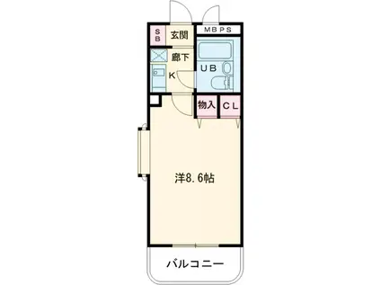 ライオンズマンション八王子第六(1K/2階)の間取り写真