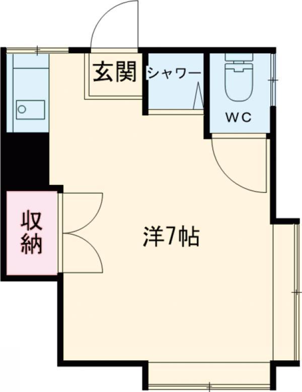 パンセD(ワンルーム/1階)の間取り写真