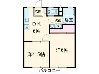 萩ハイツ(2DK/2階)の間取り写真