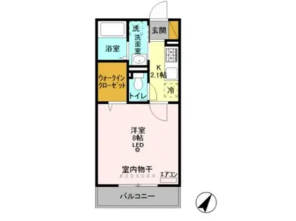 ランプロス緑町(1K/2階)の間取り写真