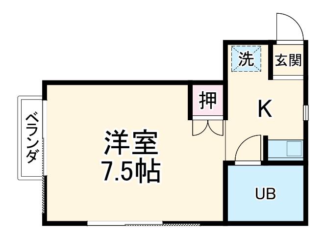 ケントハウス(1K/1階)の間取り写真