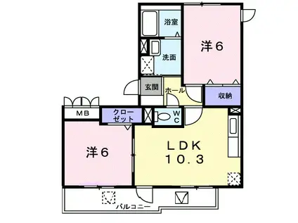 LIZE緑ヶ丘(2LDK/3階)の間取り写真