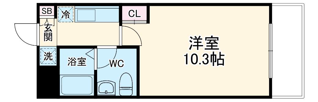 ON AIR(1K/8階)の間取り写真