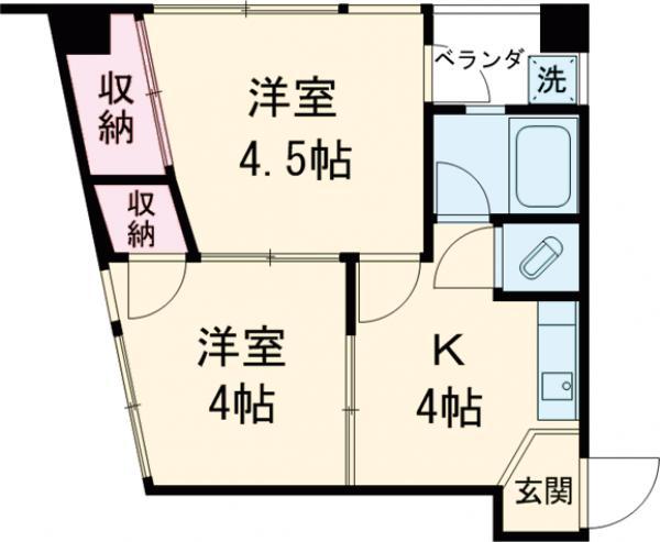 ニューパリア立川マンションイシカワビル(2K/5階)の間取り写真