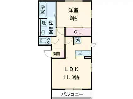 アベニューセイジョウ(1LDK/2階)の間取り写真