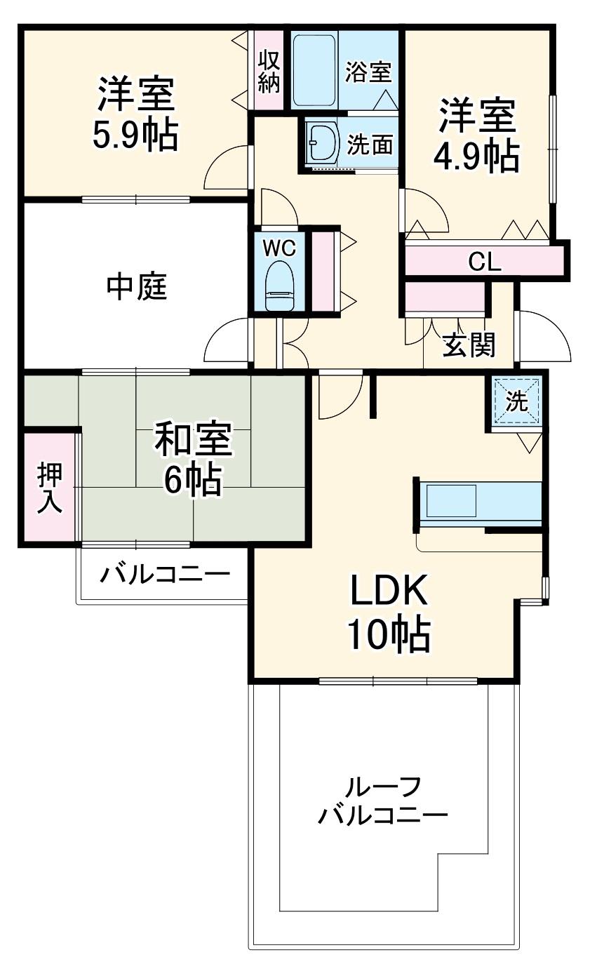 宮崎台ガーデンハウス(3LDK/3階)の間取り写真