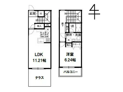 Adorable樹(1LDK)の間取り写真