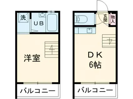 京王電鉄京王線 調布駅 徒歩4分 3階建 築22年(1DK)の間取り写真